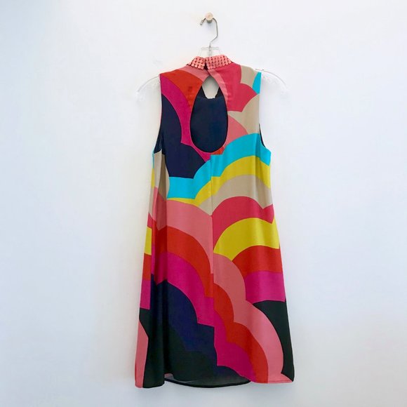Trina Turk Embellished Neck Rainbow Dress Multi - Picture 4 of 8